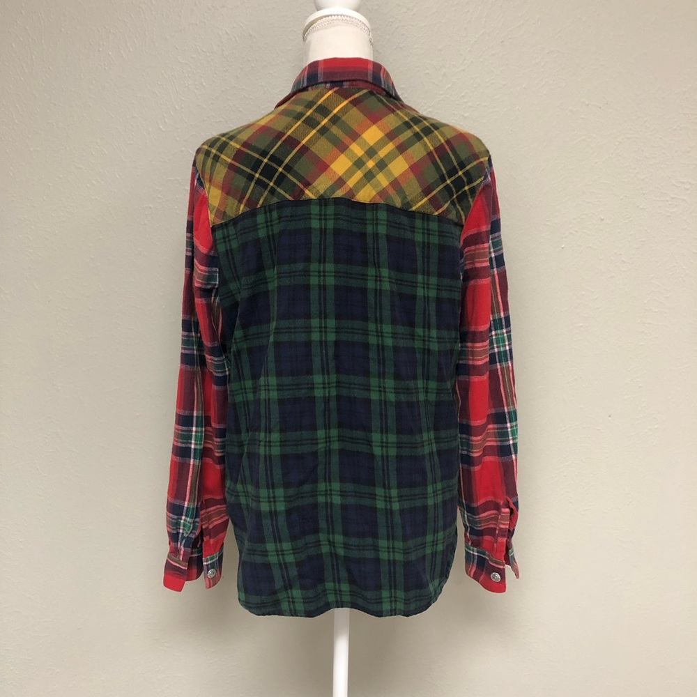 Blair Multi Pattern Plaid Flannel Embroidered But… - image 4